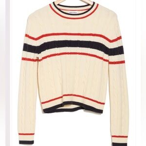Vigoss Women's Cable Knit Sweater - Cream, Red, and Black